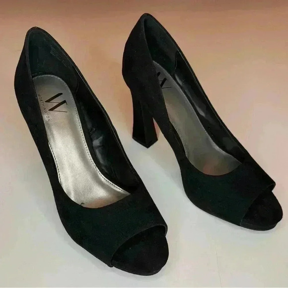 Worthington Womens Lula Peep Toe Flared Heel Pumps Size 7.5 Black - Picture 5 of 8